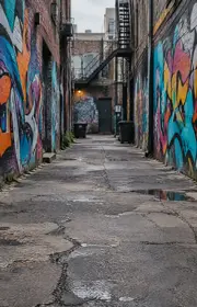 Graffiti alley stage for your AI rap video