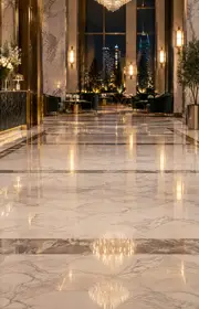 Marble lobby stage for your AI rap video
