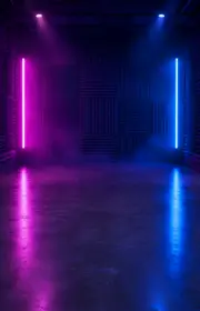 Neon studio stage for your AI rap video